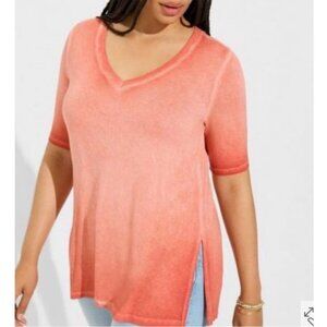 NWT Torrid Women's Orange & Red Super Soft Favorite V-Neck Tunic Tee Size 00